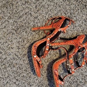 Pink Snake Studded Heels.
